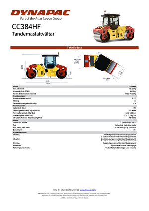 Tandem vibracijski valjci Dynapac CC 384 HF