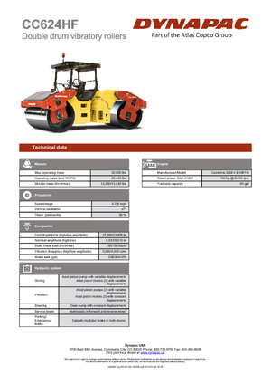 Tandem vibracijski valjci Dynapac CC 624 HF