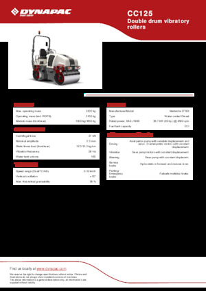Tandem vibracijski valjci Dynapac CC125