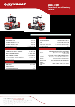 Tandem vibracijski valjci Dynapac CC3800