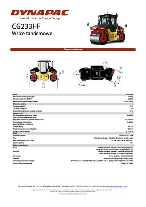 Tandem vibracijski valjci Dynapac CG 233 HF