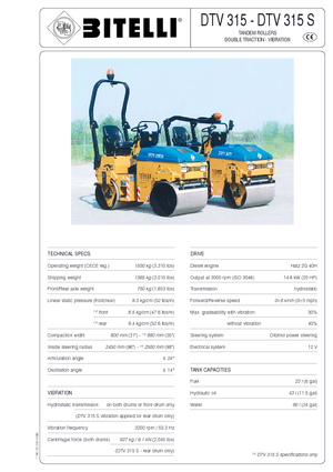 Tandem vibracijski valjci Bitelli DTV 315