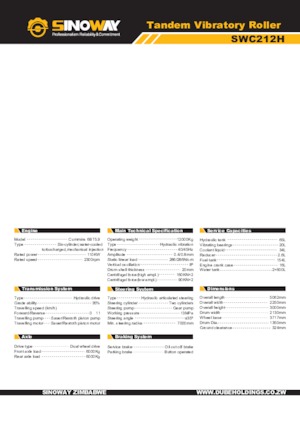 Tandem vibracijski valjci Sinoway SWC212H