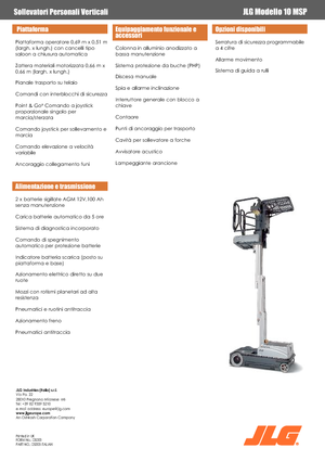 Vertikalna podizna platforma s jednim jarbolom JLG 10MSP