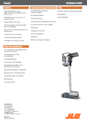 Vertikalna podizna platforma s jednim jarbolom JLG 10MSP