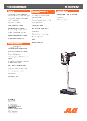 Vertikalna podizna platforma s jednim jarbolom JLG 10MSP