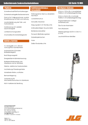 Vertikalna podizna platforma s jednim jarbolom JLG 15 MVL