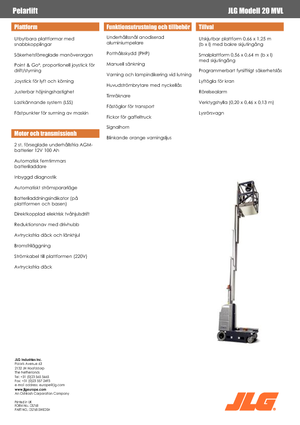 Vertikalna podizna platforma s jednim jarbolom JLG 20MVL