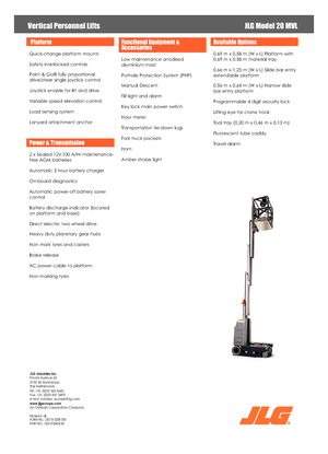 Vertikalna podizna platforma s jednim jarbolom JLG 20MVL