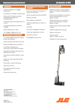 Vertikalna podizna platforma s jednim jarbolom JLG 20MVL