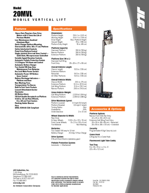 Vertikalna podizna platforma s jednim jarbolom JLG 20MVL