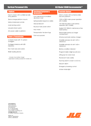 Vertikalna podizna platforma s jednim jarbolom JLG 30AM