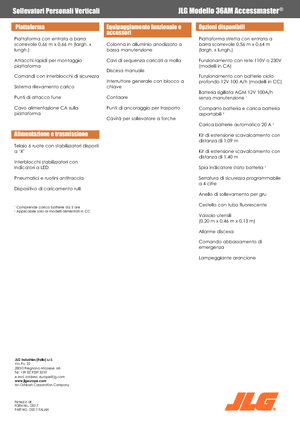 Vertikalna podizna platforma s jednim jarbolom JLG 36AM