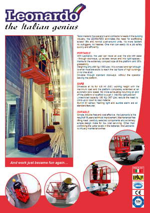 Vertikalna podizna platforma s jednim jarbolom Bravi Leonardo Outdoor