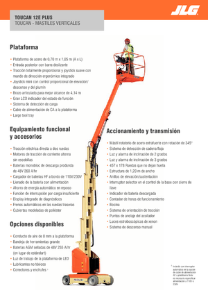 Vertikalna podizna platforma s jednim jarbolom JLG-Toucan Toucan 12E Plus