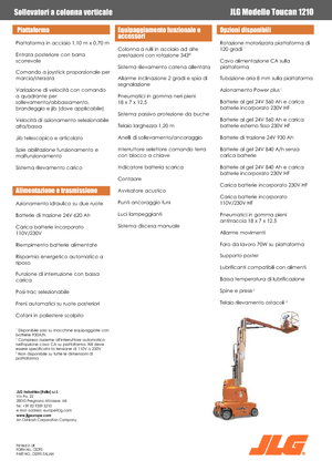 Vertikalna podizna platforma s jednim jarbolom JLG-Toucan Toucan 1210