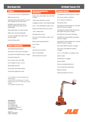 Vertikalna podizna platforma s jednim jarbolom JLG-Toucan Toucan 1210