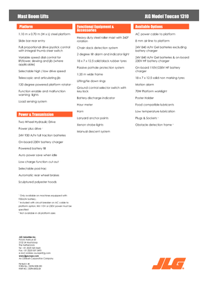 Vertikalna podizna platforma s jednim jarbolom JLG-Toucan Toucan 1310
