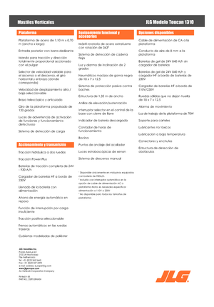 Vertikalna podizna platforma s jednim jarbolom JLG-Toucan Toucan 1310