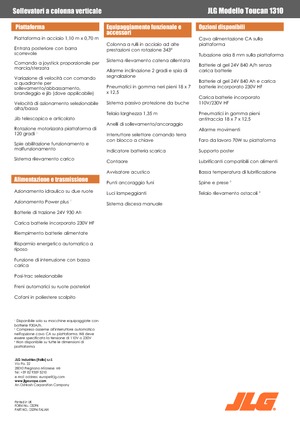 Vertikalna podizna platforma s jednim jarbolom JLG-Toucan Toucan 1310