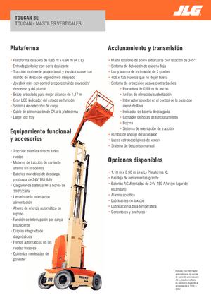Vertikalna podizna platforma s jednim jarbolom JLG-Toucan Toucan 8E XL