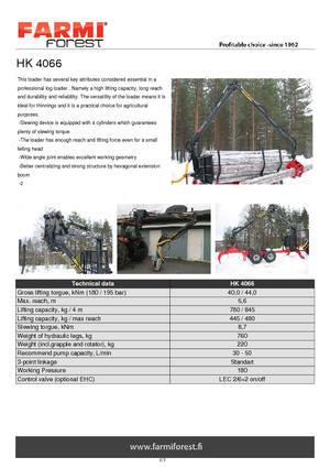 Dizalice za utovar drveta Farmi HK 4066 X
