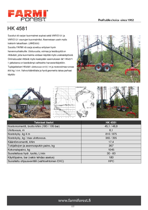 Dizalice za utovar drveta Farmi HK 4571 X