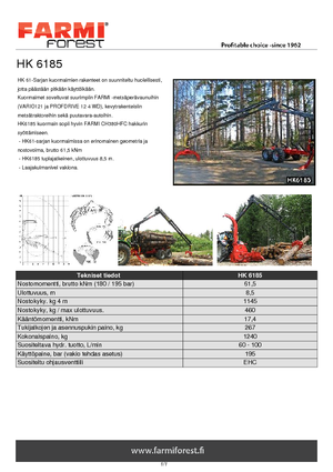Dizalice za utovar drveta Farmi HK 6185 X