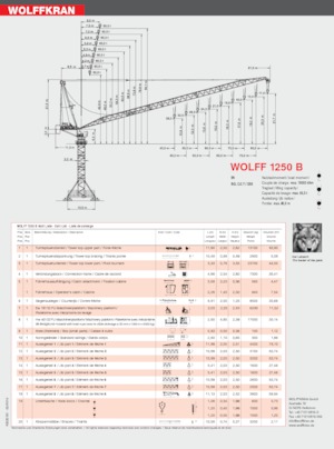 Toranj dizalice - Luffing Boom - Top-slewing Wolffkran 1250 B