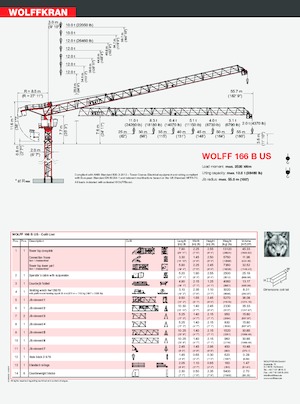 Toranj dizalice - Luffing Boom - Top-slewing Wolffkran 166 B US