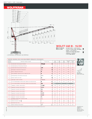Toranj dizalice - Luffing Boom - Top-slewing Wolffkran 550 B