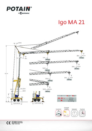 Toranjski kranovi - Grana kolica - Okretanje na dnu Potain Igo MA 21