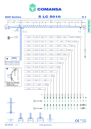 Toranjski kranovi - Grana kolica - Okretna na vrhu Comansa 5LC5010