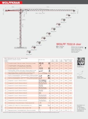 Toranjski kranovi - Grana kolica - Okretna na vrhu Wolffkran 7032.8 clear