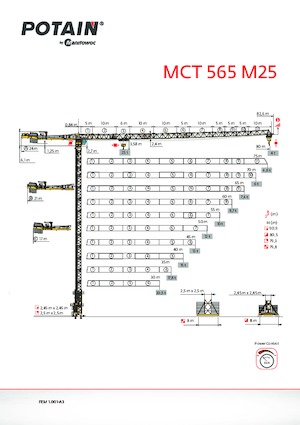 Toranjski kranovi - Grana kolica - Okretna na vrhu Potain MCT 565 M25
