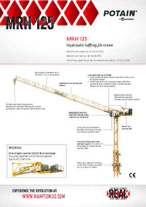 Toranjski kranovi - Grana kolica - Okretna na vrhu Potain MRH 125