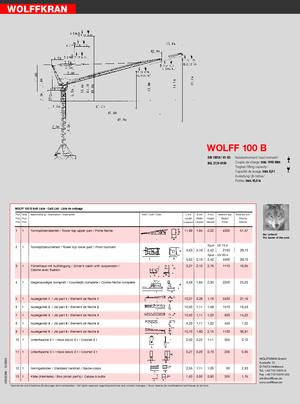 Toranj dizalice - Luffing Boom - Top-slewing Wolffkran WK 100 B