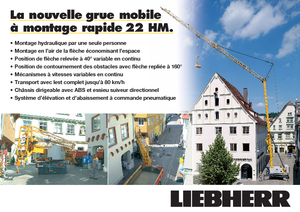 Toranjski kranovi - Grana kolica - Okretanje na dnu Liebherr 22 HM FU