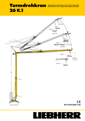 Toranjski kranovi - Grana kolica - Okretanje na dnu Liebherr 26 K.1 FU