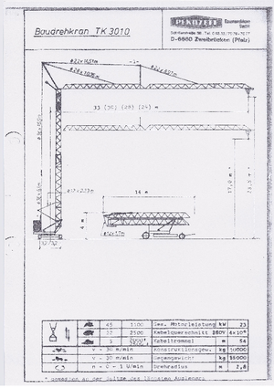 Toranjski kranovi - Grana kolica - Okretanje na dnu Pekazett 3010 SM