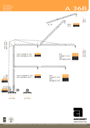 Toranjski kranovi - Grana kolica - Okretanje na dnu Arcomet A 36 B