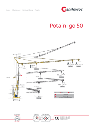 Toranjski kranovi - Grana kolica - Okretanje na dnu Potain IGO 50