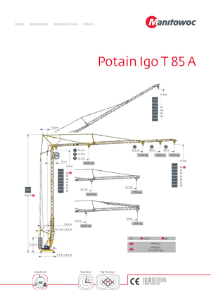 Toranjski kranovi - Grana kolica - Okretanje na dnu Potain IGO T 85 A