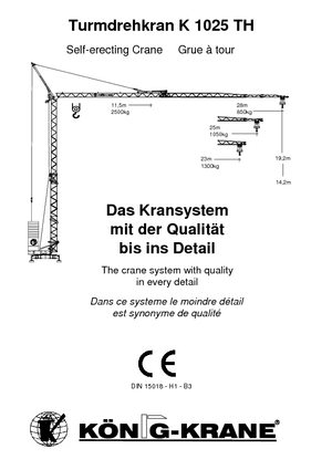Toranjski kranovi - Grana kolica - Okretanje na dnu König K 1025 TH