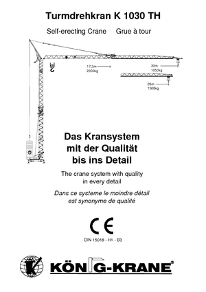 Toranjski kranovi - Grana kolica - Okretanje na dnu König K 1030 TH