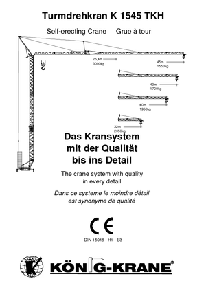 Toranjski kranovi - Grana kolica - Okretanje na dnu König K 1545 TKH (3,5m)