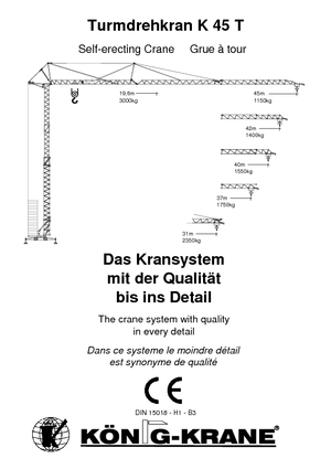 Toranjski kranovi - Grana kolica - Okretanje na dnu König K 45 T