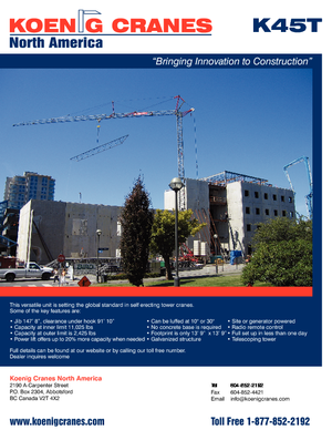 Toranjski kranovi - Grana kolica - Okretanje na dnu König K 45 T