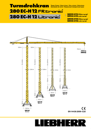 Toranjski kranovi - Grana kolica - Okretna na vrhu Liebherr 280 EC-H 12 Lit