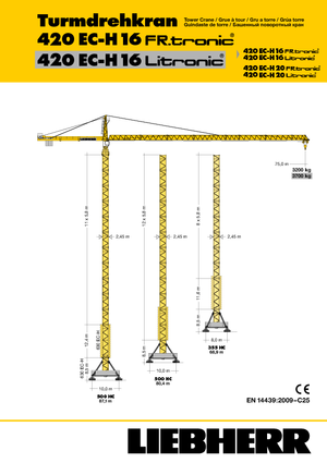 Toranjski kranovi - Grana kolica - Okretna na vrhu Liebherr 420 EC-H 16